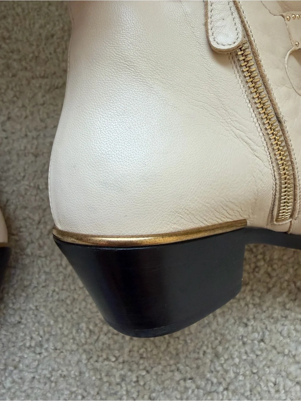 Chloe Susanna Cream Studded Leather Ankle Boots Sz 37